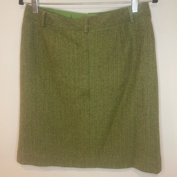 Lilly Pulitzer Wool Blend Olive Green and Pink Striped Pencil Skirt - Picture 5 of 5